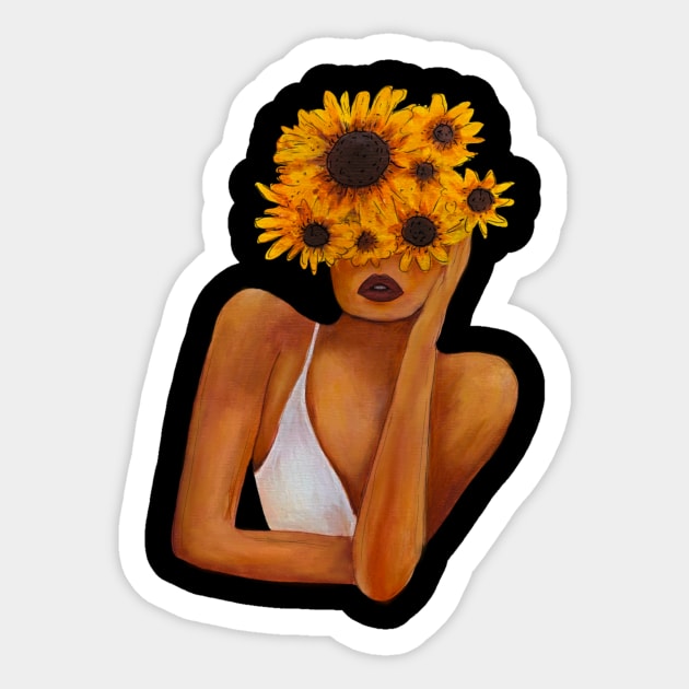 Sunflower women Sticker by Sorbelloart